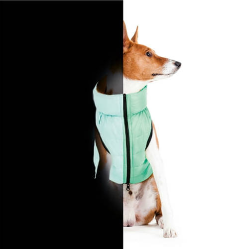 AiryVest kutyaruha kifordítható 40, zöld kék(világítós)